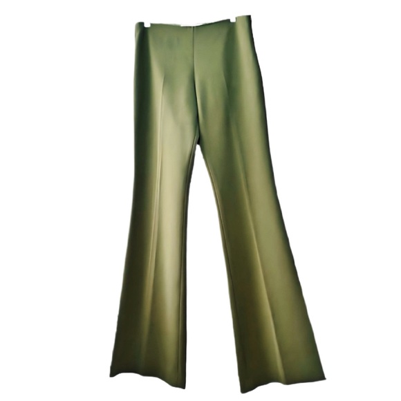 NWOT Trina Turk Vibrant Olive Green High Waisted Side Zip Flared Pants size 6 - Picture 10 of 13